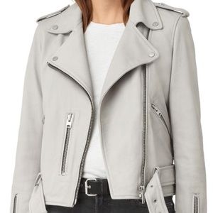 AllSaints Balfern Leather Jacket Grey Sz 2